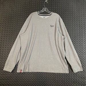 Milwaukee Men's Gray Long Sleeve Logo T-Shirt Crew Neck‎ 2XL Work Wear